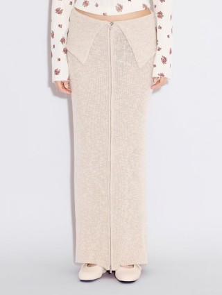 Бежевая юбка Holzweiler из смеси хлопка и льна: фото - Invogue