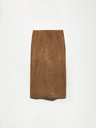Коричневая юбка MAX&CO из замши: фото - Invogue