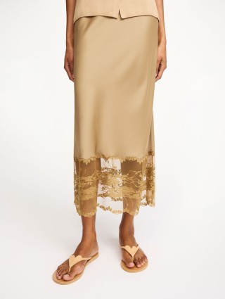 Бежевая юбка BY MALENE BIRGER с кружевом: фото 3 - Invogue