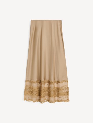 Бежевая юбка BY MALENE BIRGER с кружевом: фото - Invogue