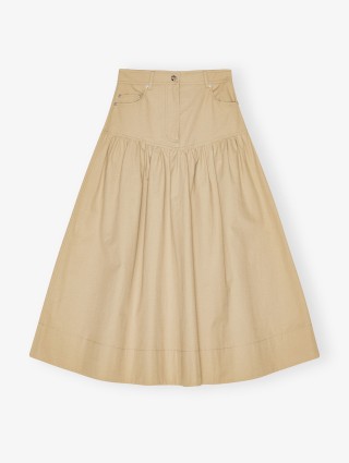 Бежевая юбка GANNI из хлопка и льна: фото - Invogue