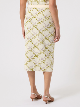 Кремовая юбка MARINA RINALDI с жаккардовым узором: фото 3 - Invogue