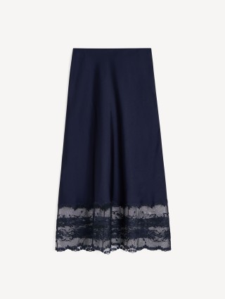 Темно-синяя юбка BY MALENE BIRGER атласная: фото - Invogue