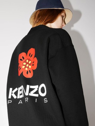 Чорна сукня-кардиган KENZO з принтом Boke Flower: фото 4 - Invogue