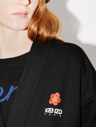 Чорна сукня-кардиган KENZO з принтом Boke Flower: фото 3 - Invogue