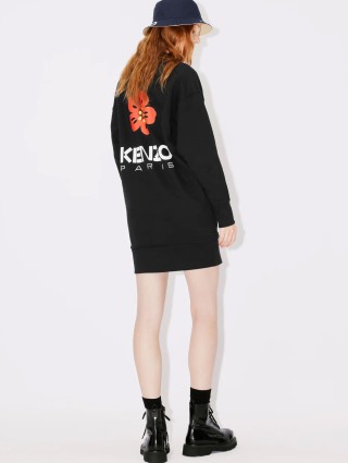 Чорна сукня-кардиган KENZO з принтом Boke Flower: фото 2 - Invogue