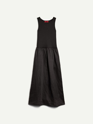 Черное платье Max&Co из льна и трикотажа: фото - Invogue