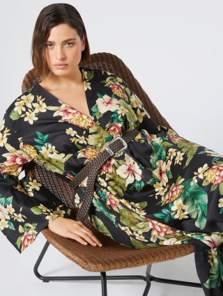 Чорна сукня Marina Rinaldi з квітковим принтом: фото 3 - Invogue