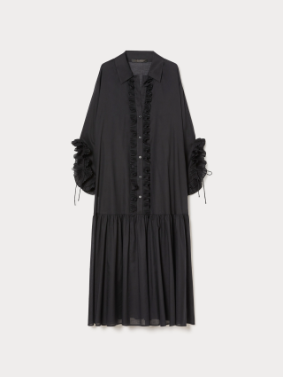 Черное платье Marina Rinaldi с оборками: фото - Invogue