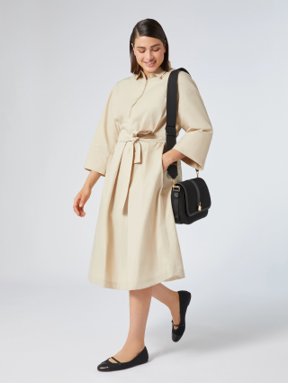 Бежева сукня Marina Rinaldi з бавовняного попліну: фото 1 - Invogue