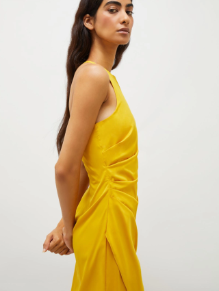 Желтое платье Marella из атласного крепа: фото 4 - Invogue