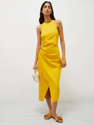 Желтое платье Marella из атласного крепа: фото 1 - Invogue