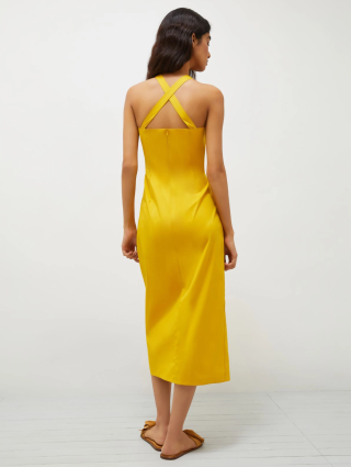 Желтое платье Marella из атласного крепа: фото 2 - Invogue