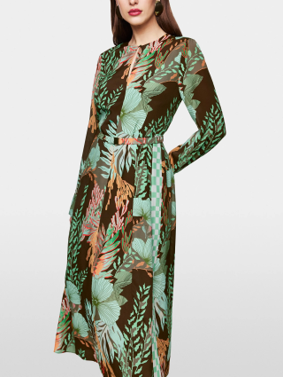 Темно-коричневое платье MARC CAIN с цветочным принтом: фото 3 - Invogue