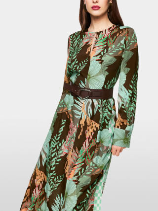 Темно-коричневое платье MARC CAIN с цветочным принтом: фото 4 - Invogue