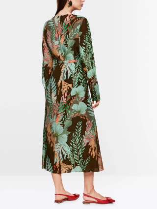 Темно-коричневое платье MARC CAIN с цветочным принтом: фото 2 - Invogue