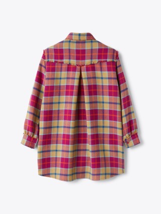 Малиновое платье-рубашка IL GUFO в клетку: фото 1 - Invogue