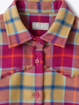 Малиновое платье-рубашка IL GUFO в клетку: фото 2 - Invogue