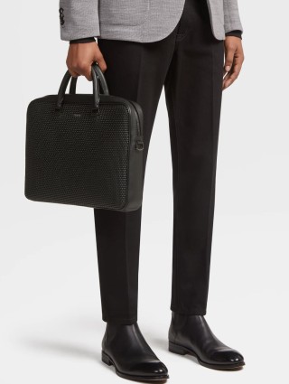 Чорна ділова сумка Zegna Edgy зі  шкіри наппа: фото 1 - Invogue