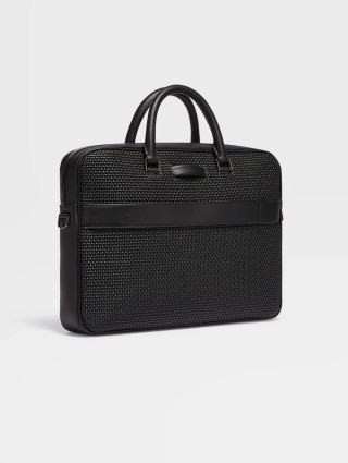 Чорна ділова сумка Zegna Edgy зі  шкіри наппа: фото 2 - Invogue