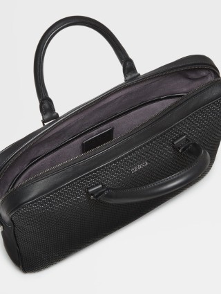 Чорна ділова сумка Zegna Edgy зі  шкіри наппа: фото 4 - Invogue
