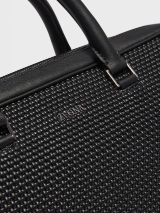 Чорна ділова сумка Zegna Edgy зі  шкіри наппа: фото 3 - Invogue