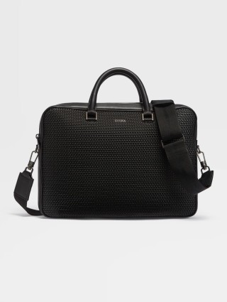 Чорна ділова сумка Zegna Edgy зі  шкіри наппа: фото - Invogue