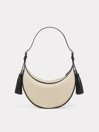 Чорна сумка-хобо KENZO зі шкіряною нашивкою KENZO Paris: фото 2 - Invogue