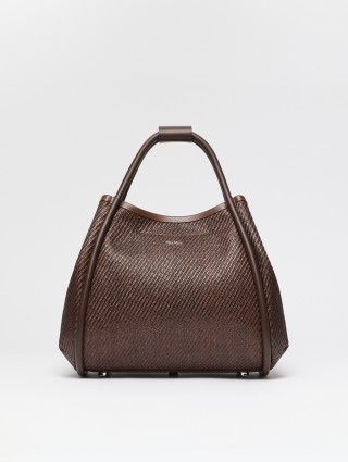 Коричневая сумка Max Mara с кожаными деталями: фото 3 - Invogue