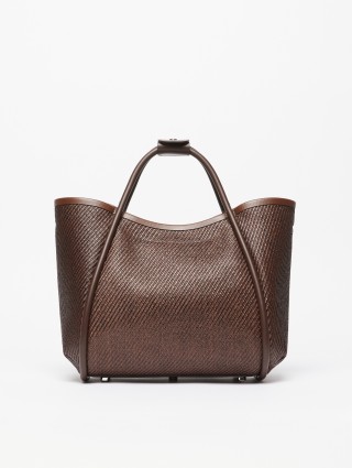 Коричневая сумка Max Mara с кожаными деталями: фото 2 - Invogue