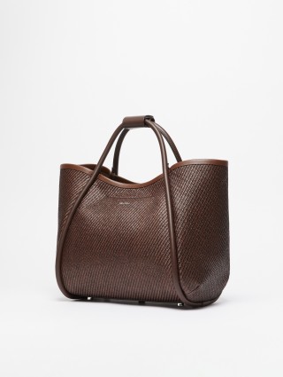 Коричневая сумка Max Mara с кожаными деталями: фото 1 - Invogue