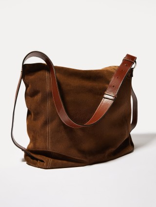 Темно-коричневая сумка MAX&CO замшевая: фото 3 - Invogue