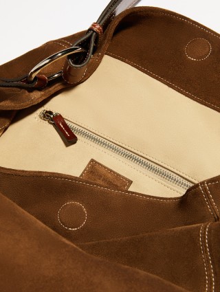 Темно-коричневая сумка MAX&CO замшевая: фото 5 - Invogue