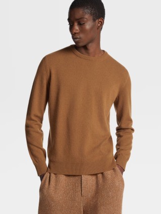 Карамельный джемпер Zegna из кашемировой пряжи: фото 4 - Invogue