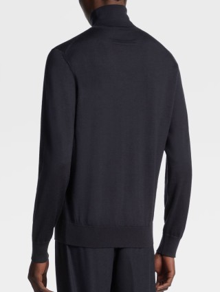 Темно-синий гольф Zegna из бленда кашемира и шелка: фото 2 - Invogue