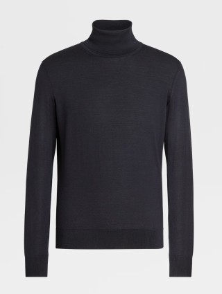 Темно-синий гольф Zegna из бленда кашемира и шелка: фото - Invogue