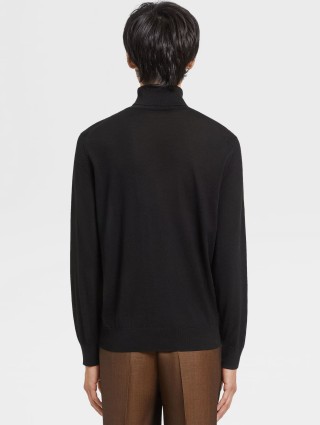 Чорна водолазка ZEGNA з кашеміру та шовку: фото 2 - Invogue