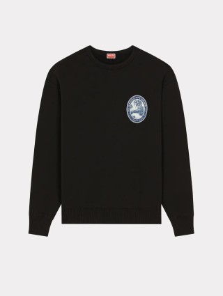 Черный свитер KENZO с длинным рукавом из хлопка: фото - Invogue