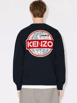 Темно-синий свитер KENZO с логотипом в виде земного шара: фото 2 - Invogue