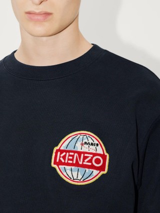 Темно-синий свитер KENZO с логотипом в виде земного шара: фото 3 - Invogue