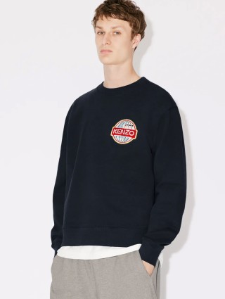 Темно-синий свитер KENZO с логотипом в виде земного шара: фото 1 - Invogue