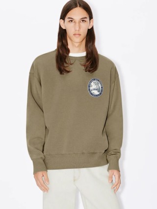 Сіро-коричневий светр KENZO з бавовни з довгим рукавом: фото 1 - Invogue