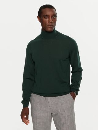 Зеленый гольф BOSS из шерсти: фото - Invogue