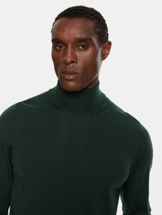 Зеленый гольф BOSS из шерсти: фото 3 - Invogue