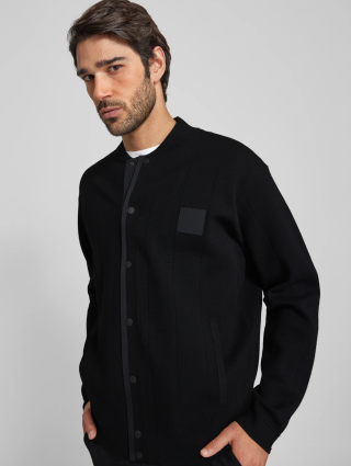 Чорна куртка Boss трикотажна: фото 4 - Invogue