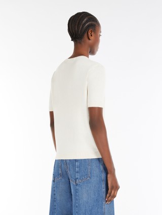 Кремовая футболка WEEKEND MAX MARA из шелка и хлопка: фото 3 - Invogue