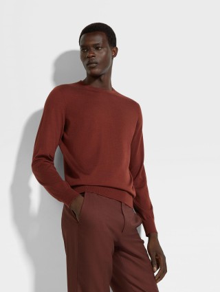Темно-красный свитер ZEGNA из кашемира и шелка: фото 1 - Invogue