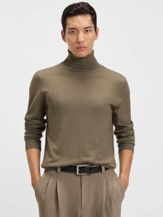 Коричневый свитер BOSS из шерсти: фото 2 - Invogue