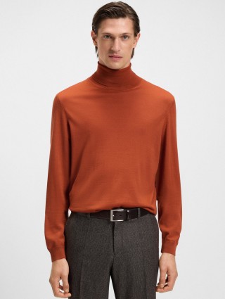 Оранжевый свитер BOSS из шерсти: фото 2 - Invogue