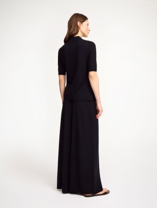 Черная блуза BY MALENE BIRGER из смеси шерсти и шелка: фото 2 - Invogue